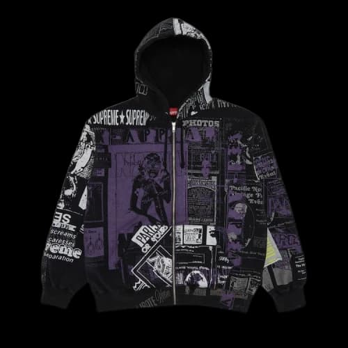 Supreme Collage Zip Up Hooded Sweatshirt 'Black'