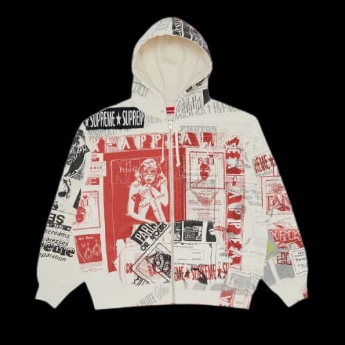 Supreme Collage Zip Up Hooded Sweatshirt 'White'