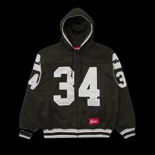 Supreme Football Zip Up Hooded Sweatshirt 'Black'