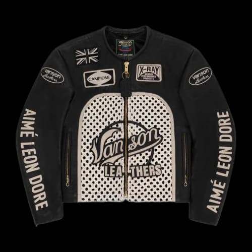 Aimé Leon Dore x Vanson Raffia Leather Jacket 'Jet Black'