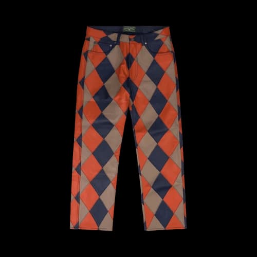 Denim Tears Diamond Patch Leather Pant 'Tan'