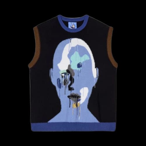 KidSuper Reverse Knit Patchwork Face Vest 'Multicolor/Blue'