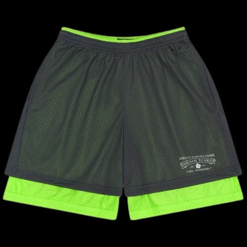Denim Tears ADG Double Layer Mesh Shorts 'Grey/Lime'