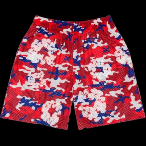 Denim Tears Camo Cotton Wreath Mesh Shorts 'Red'