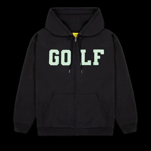 GOLF WANG College Cord Zip Up Hoodie 'Black'
