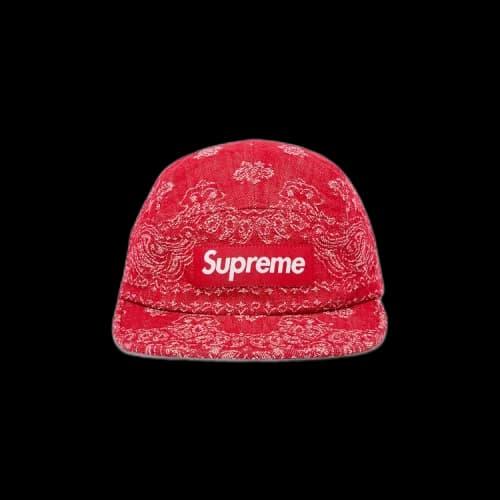 Supreme Bandana Jacquard Denim Camp Cap 'Red'