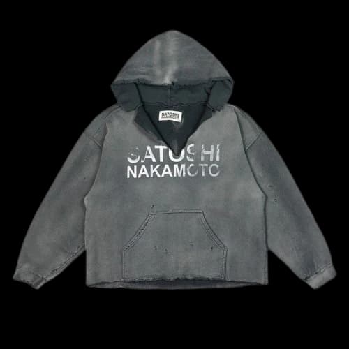 Satoshi Nakamoto Destructo Hoodie 'Washed Black'