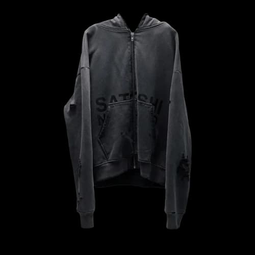 Satoshi Nakamoto Elliott Zip Up Hoodie 'Washed Black'