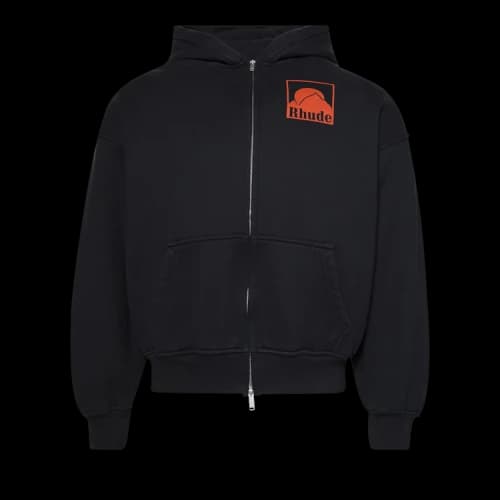 Rhude Moonlight Badge Full-Zip Hoodie 'Vintage Black'
