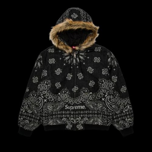 Supreme Bandana Jacquard Denim Hooded Work Jacket 'Black'