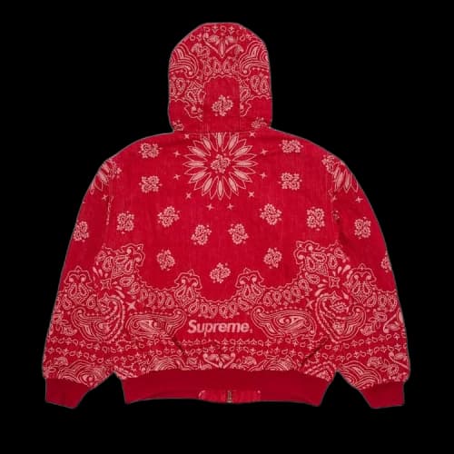 Supreme Bandana Jacquard Denim Hooded Work Jacket 'Red'