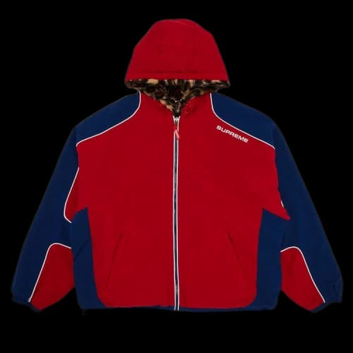 Supreme Faux Fur Reversible Hooded Track Jacket 'Red'