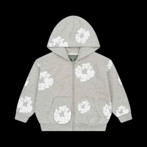 Denim Tears Kids Cotton Wreath Zip Hoodie Grey