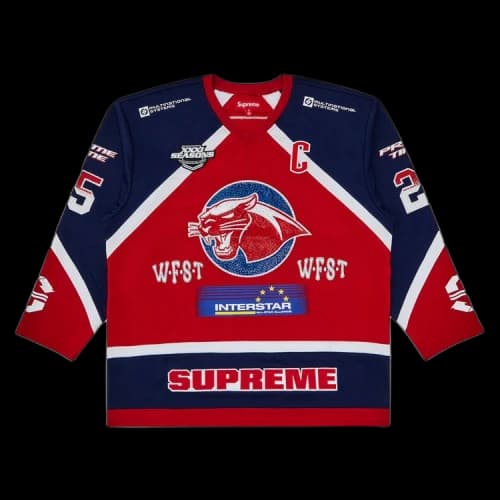 Supreme Rhinestone Hockey Jersey 'Red'
