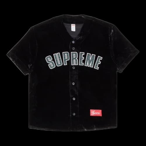 Supreme Velvet Baseball Jersey 'Black'