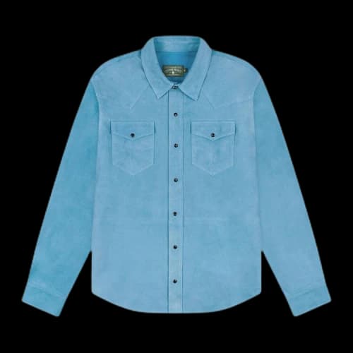Denim Tears Suede Leather Western Shirt 'Blue' 'Blue'
