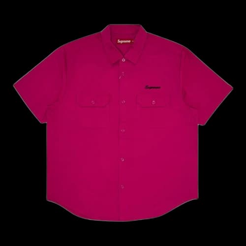 Supreme Rhinestone Pin Up Short-Sleeve Work Shirt 'Fuchsia'