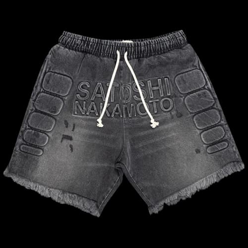 Satoshi Nakamoto Denim Moto Shorts 'Black Denim'