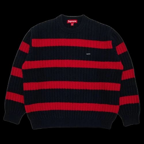 Supreme Loose Gauge Stripe Small Box Sweater 'Navy'
