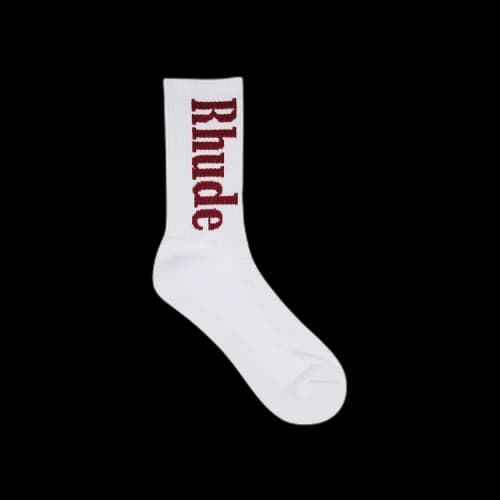 Rhude Vertical Logo Sock 'White/Maroon'