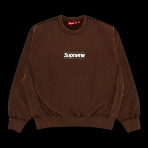 Supreme Washed Box Logo Crewneck 'Brown'