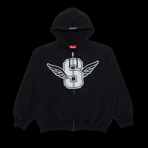 Supreme Wings Zip Up Hooded Sweatshirt 'Black'