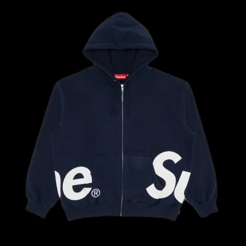 Supreme Big Logo Zip Up Hooded Sweatshirt 'Navy'