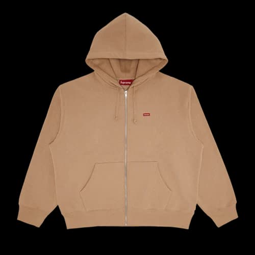 Supreme Small Box Zip Up Hooded Sweatshirt 'Khaki'