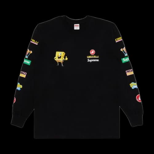 Supreme x Spongebob Squarepants x Castelli Racing Long-Sleeve Tee 'Black'