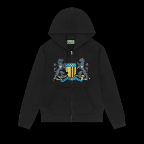 Denim Tears Panther Crest Zip Up Hoodie 'Black'