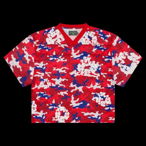 Denim Tears Camo Cotton Wreath Mesh Football Top 'Red'