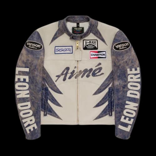 Aimé Leon Dore x Vanson Distressed Leather Moto Jacket 'Pristine'
