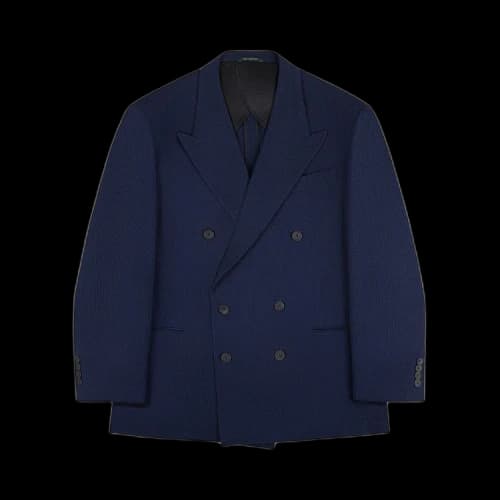 Aimé Leon Dore Double-Breasted Wool Seersucker Suit Jacket 'Navy'