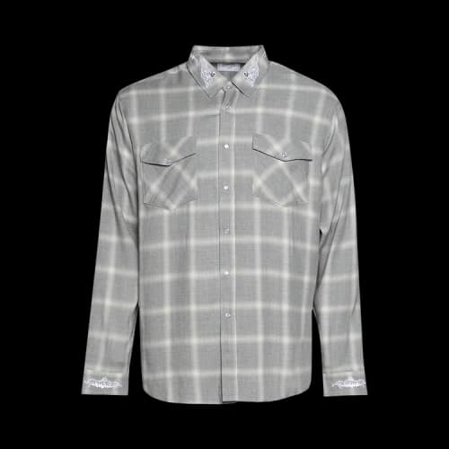 Warren Lotas Reaper Japanese Plaid Shirt 'Grey/Cream'