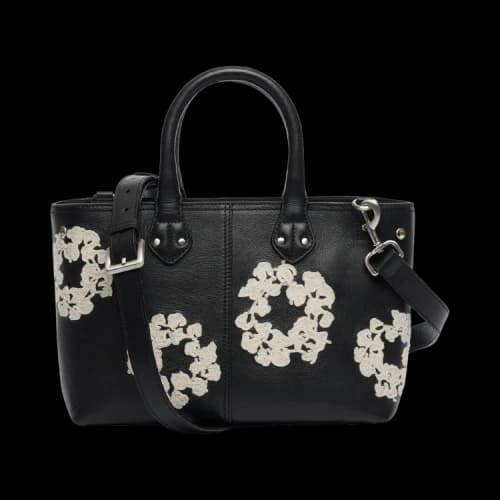 Denim Tears Cotton Wreath Leather Bag Small 'Black/White'
