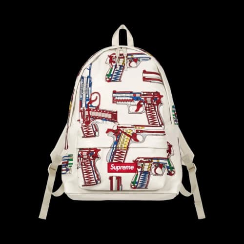Supreme Guns Embroidered Leather Backpack 'White'