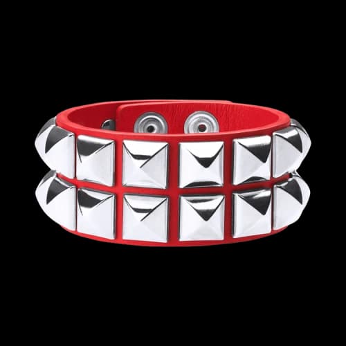 Supreme Studded Leather Bracelet 'Red'