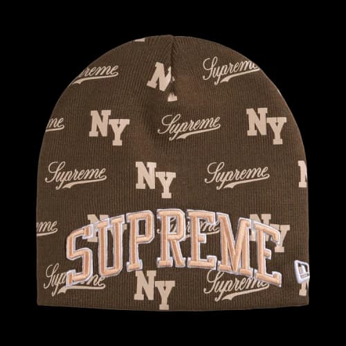 Supreme New Era Monogram Beanie 'Brown'