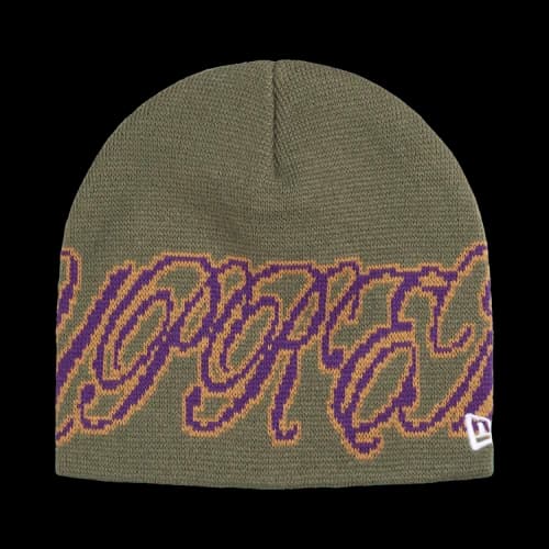 Supreme New Era Cursive Beanie 'Olive'
