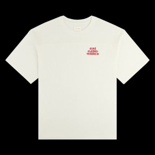Aimé Leon Dore Pointelle Stacked Logo Tee 'Coconut Milk'
