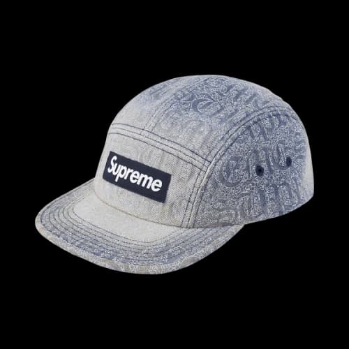 Supreme Stitched Old English Denim Camp Cap 'Blue'