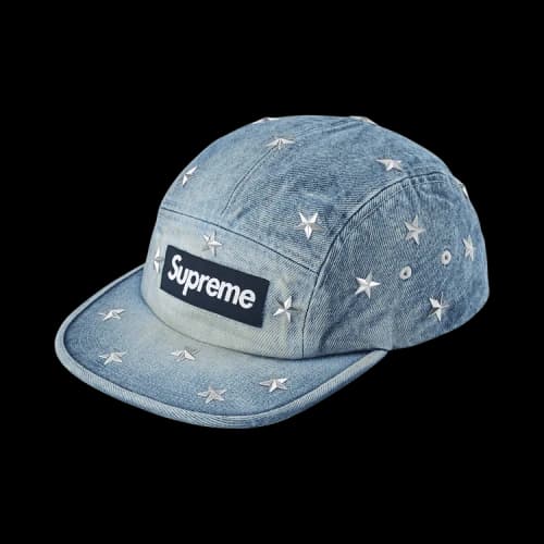 Supreme Stars Studded Denim Camp Cap 'Washed Indigo'