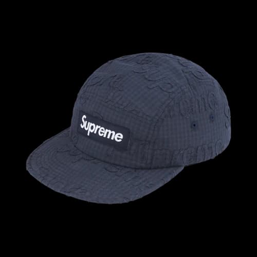 Supreme Monogram Gingham Camp Cap 'Navy'