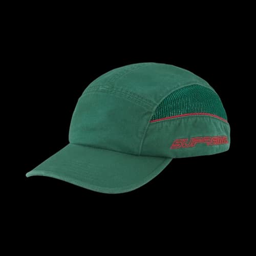Supreme Side Mesh Piping Camp Cap 'Green'