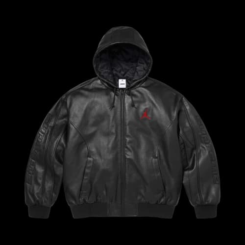Supreme x Jordan Hooded Leather Jacket 'Black'