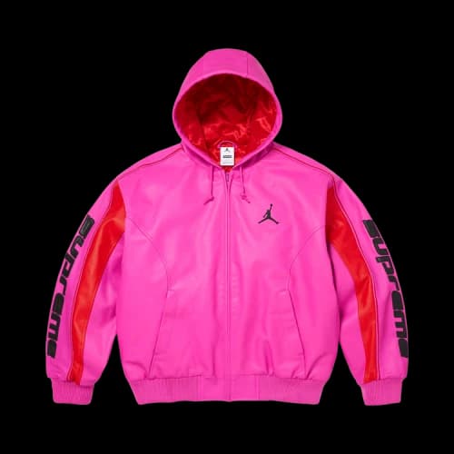 Supreme x Jordan Hooded Leather Jacket 'Pink'