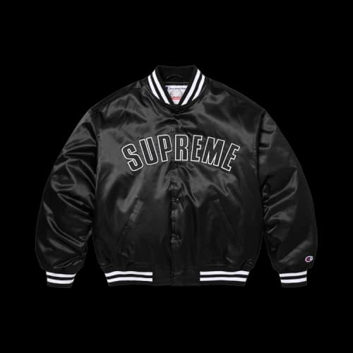 Supreme x Champion Satin Varsity Jacket 'Black'