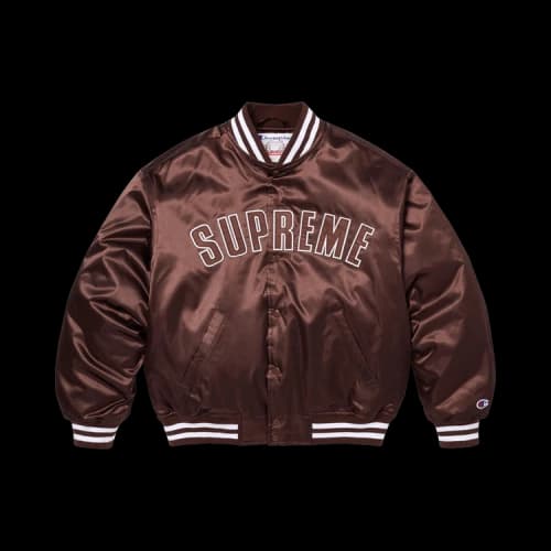 Supreme x Champion Satin Varsity Jacket 'Brown'