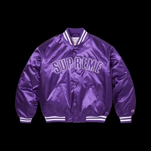 Supreme x Champion Satin Varsity Jacket 'Purple'