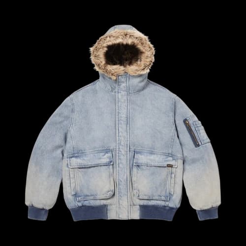 Supreme Reversible Faux Fur Hooded Work Jacket 'Denim'